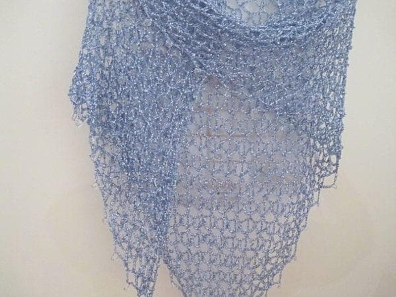 Wedding Shawl, Beach Wedding Shawl Sky Blue, Bridal Shawl Crochet Cover Up, Handmade Lurex Shawl
