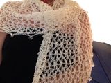 Wedding Shawl, White Beaded Shawl for Bride, Bridal Shawl Crochet Cover Up, Handmade Lurex Shawl