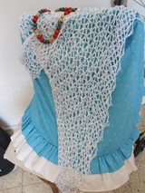 Wedding Shawl — White shawl draped to show how it falls over the shoulders.