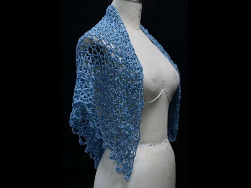 Wedding Shawl, Light Blue Shawl Beach Wedding, Crochet Shawl Cover Up Handmade, Lurex Summer Shawl