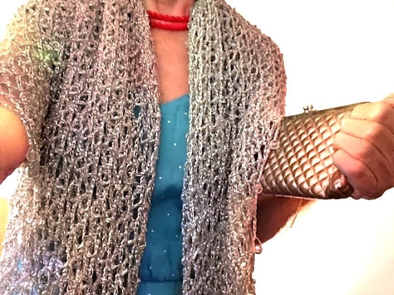 Silver Shawl, Beaded Shawl for Wedding, Wedding Shawl for Bridesmaids, Handmade Crochet Shawl Gift