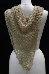 Gold Shawl — Close-up of the gold crochet openwork and beaded edge of the shawl.